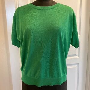 Banana Republic Silk/ Cotton Short Sleeve Sweater, Kelly Green size M